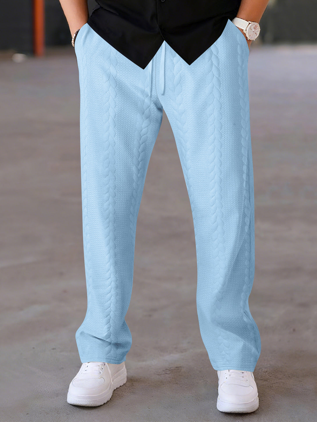 Herren Freizeit-Hose mit innovativem Textilmuster und elastischem Bund – Sorevano
