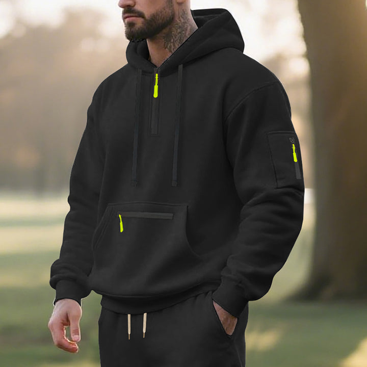 Herren Sportlicher Hoodie mit funktionalen Reißverschlusstaschen Echoarchiv