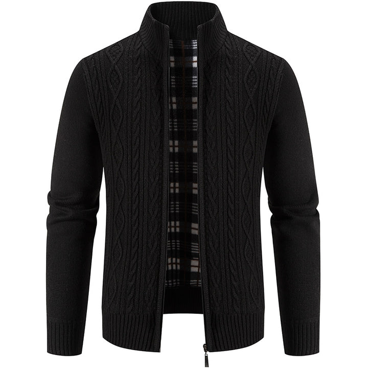 Herren Strickjacke mit hochschließendem Kragen und strukturiertem Design Echoarchiv