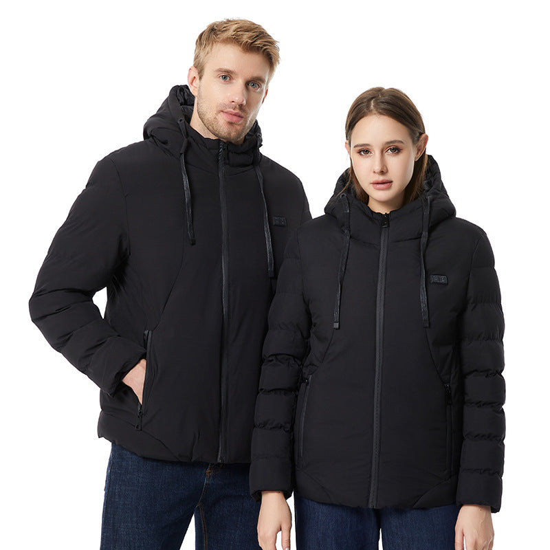 Unisex Wattierte Kapuzen-Winterjacke mit Thermoisolierung und winddichter Außenhülle Drune