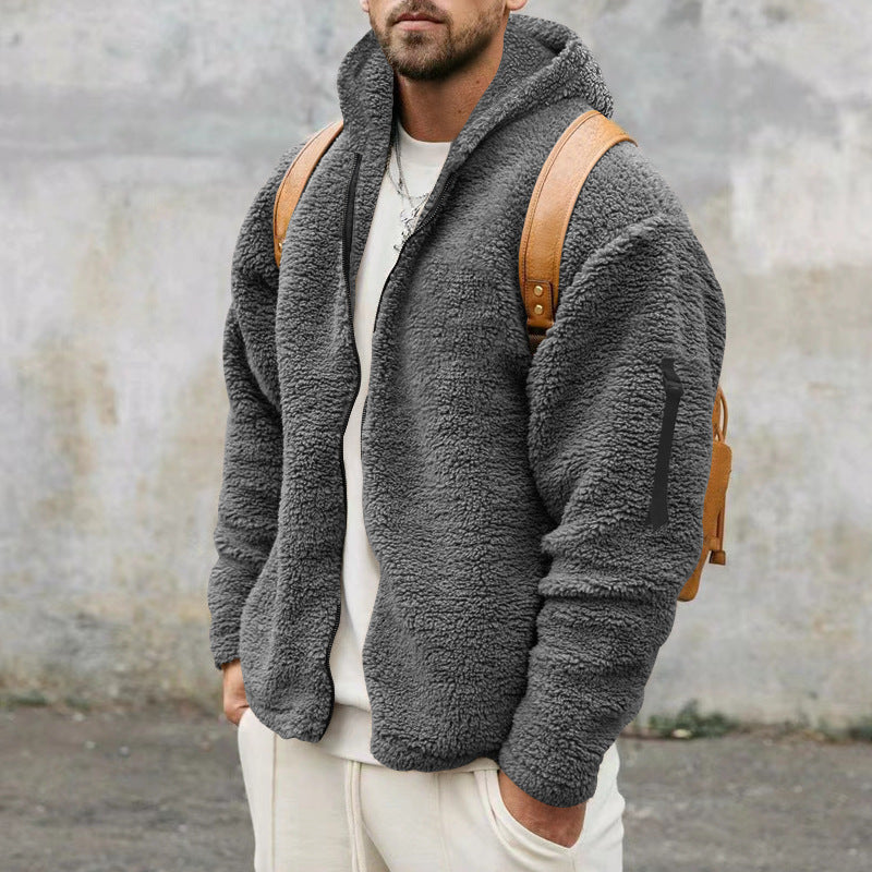 Herren flauschige Fleecejacke mit praktischen Taschen Echoarchiv