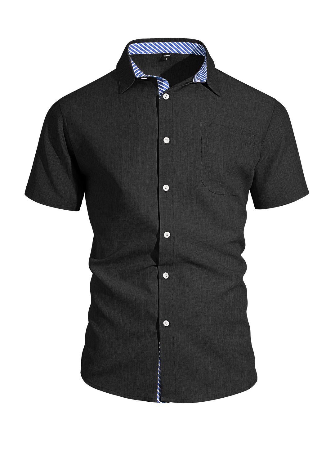 Herren nan Business-Casual Kurzarmhemd mit gestreiftem Kragenfutter und Brusttasche Echo Archiv