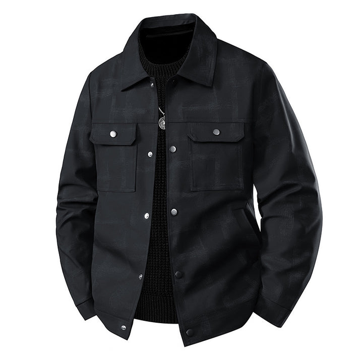 Herren Leichte Overshirt-Jacke mit dezenter Reptilprägung und Druckknopfverschluss Echo Archiv