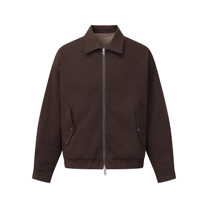 Herren Boxy-Canvas-Blousonjacke mit Reißverschluss, Pattentaschen und elastischem Saum Echoarchiv