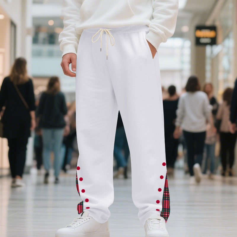Herren Relaxed-Fit Jogginghose mit Karo-Seitenpasse, Druckknopfleiste & Kordelzug – Sorevano