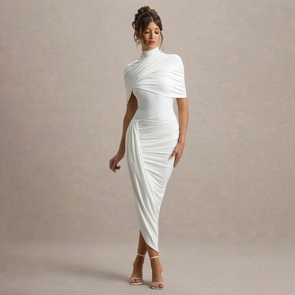 Damen Elegantes Maxi-Kleid mit asymmetrischen Rüschendetails Echo Archiv