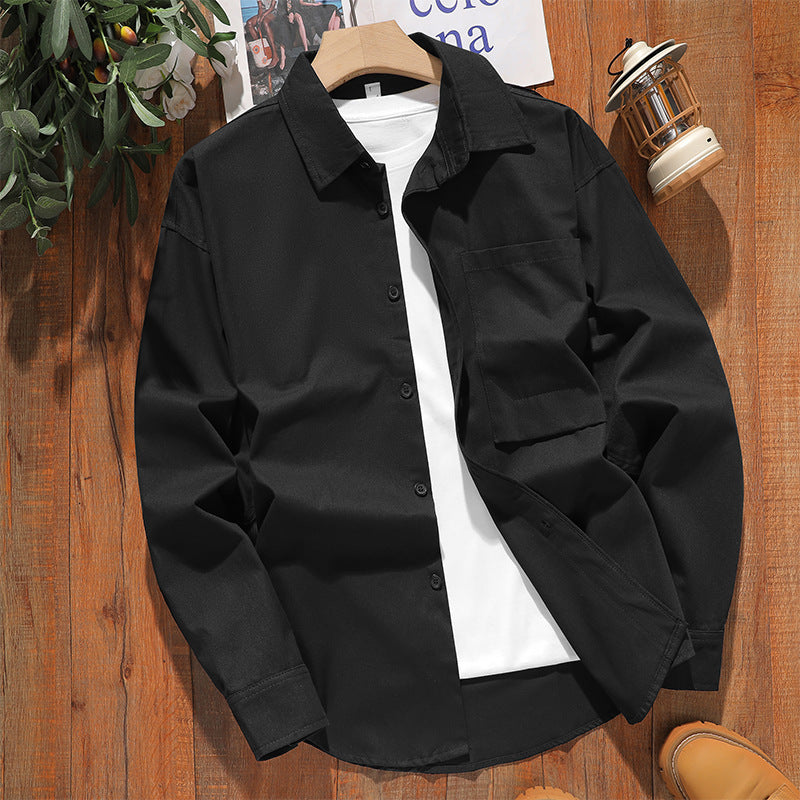 Herren lässige Langarmhemdjacke aus atmungsaktivem Baumwollmaterial Echoarchiv