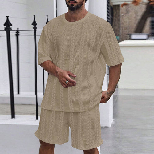 Herren lässiges Strick-Kurzarm-Outfit mit weitem Schnitt Echoarchiv