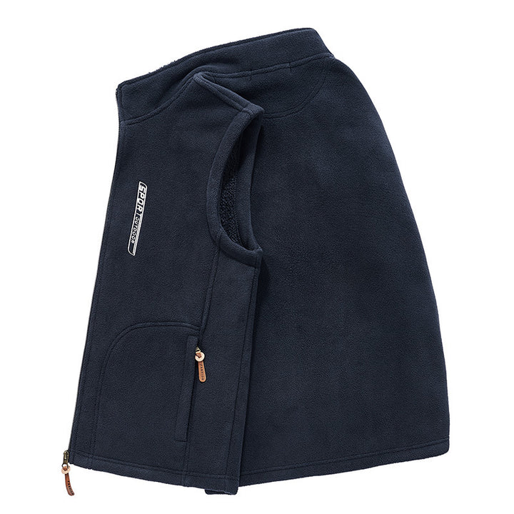 Herren Teddyfleece-Weste mit Sherpa-Innenfutter, Stehkragen und Reißverschlusstaschen Echoarchiv