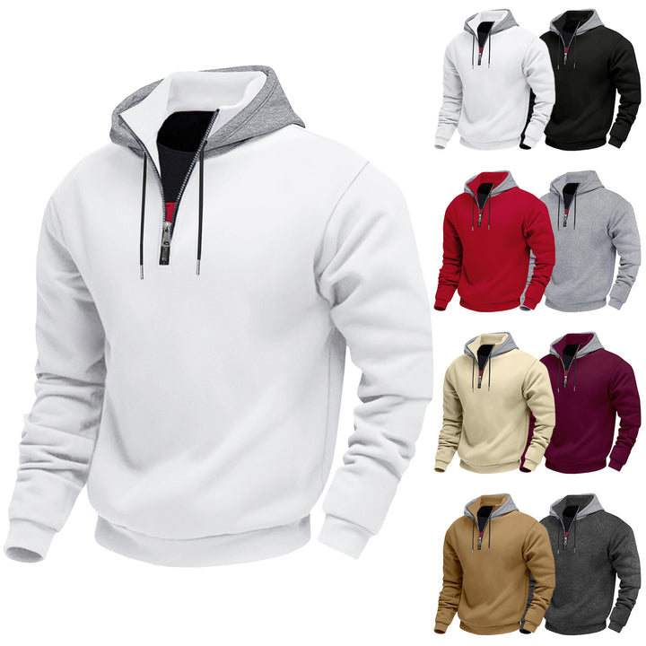 Herren Kapuzenpullover mit halbem Reißverschluss und kontrastierendem Innenfutter Echoarchiv
