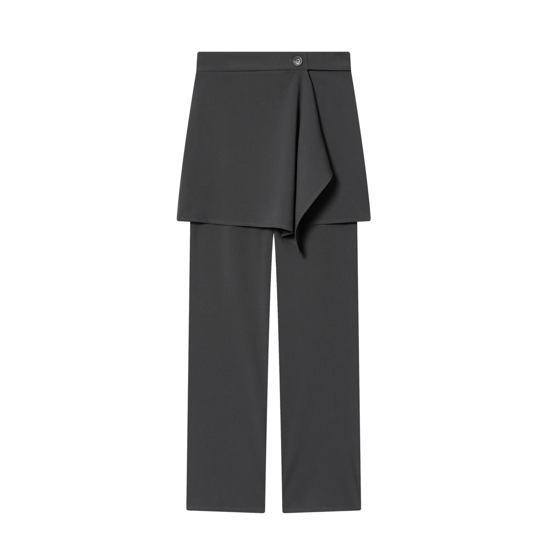 Damen weite Highwaist-Hose mit asymmetrischem Wickelrock-Overlay und weitem Bein – Avélisse