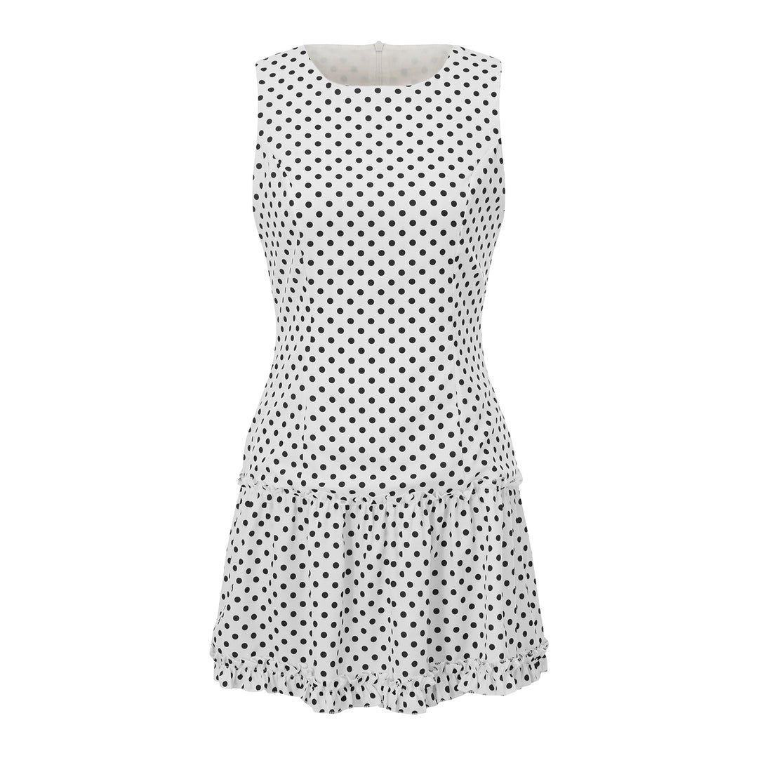 Damen Freizeitkleid mit Punkten und Rüschendetail Echo Archiv