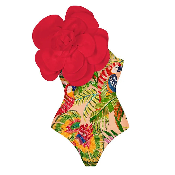 Damen Eleganter Einteiler mit kunstvoller Blumendekoration Echo Archiv