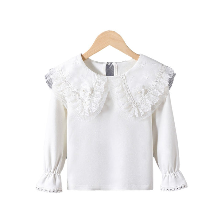 Mädchen Bluse mit üppigem Spitzenkragen und filigranen Applikationen Echo Archiv
