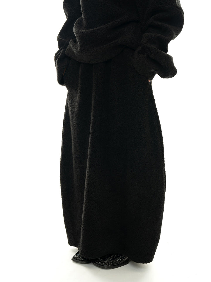 Damen Maxi-Rock aus Teddy‑Fleece mit hohem Elastbund und weitem Fall Echoarchiv
