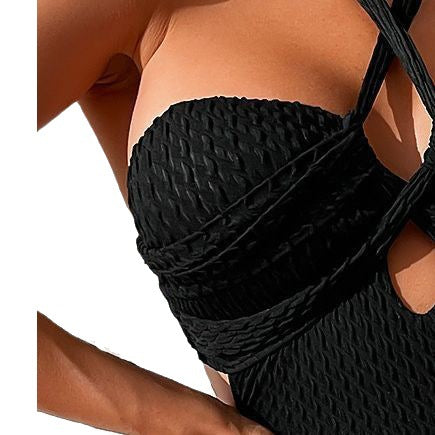 Damen Eleganter Schnitt Badeanzug mit raffinierten Rüschendetails Echo Archiv