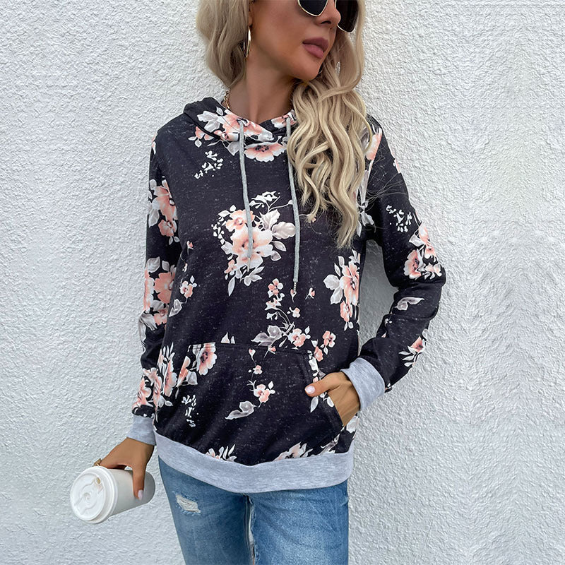 Damen Lässiger Kapuzenpullover mit floralem Muster Echo Archiv