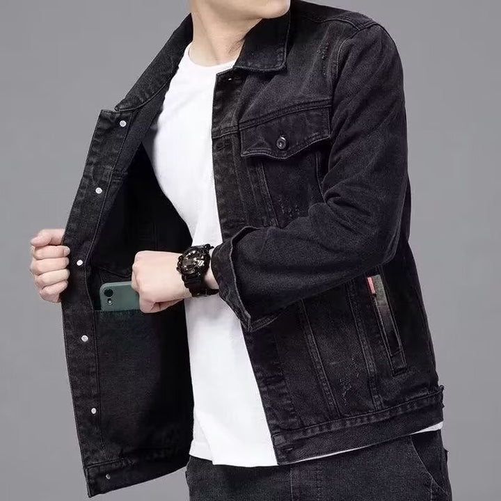 Herren Modische Denimjacke mit Knöpfen Echo Archiv