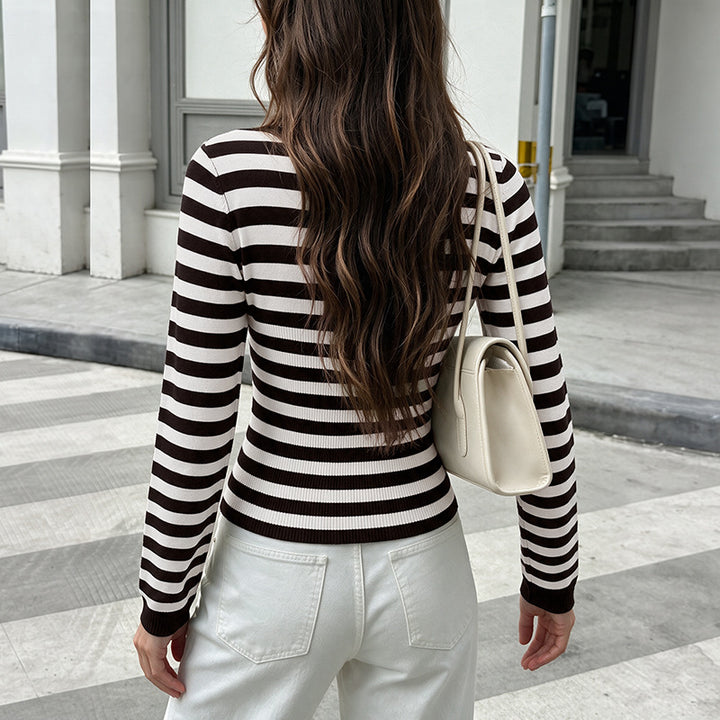 Damen Lässiger Langarm-Pullover im modernen Streifenlook Echo Archiv