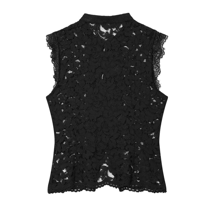 Damen-Spitzenoberteil mit traditionellem Stehkragen und eleganten Knopfdetails Echo Archiv