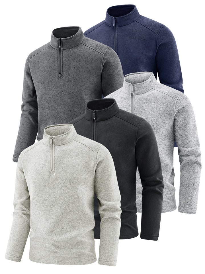 Herren Thermischer Strick-Fleecepullover mit halbem Reißverschluss und Stehkragen Echo Archiv