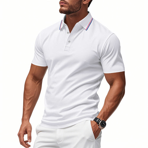 Herren Poloshirt mit kontrastierenden Streifen und modernem Kragen Echoarchiv