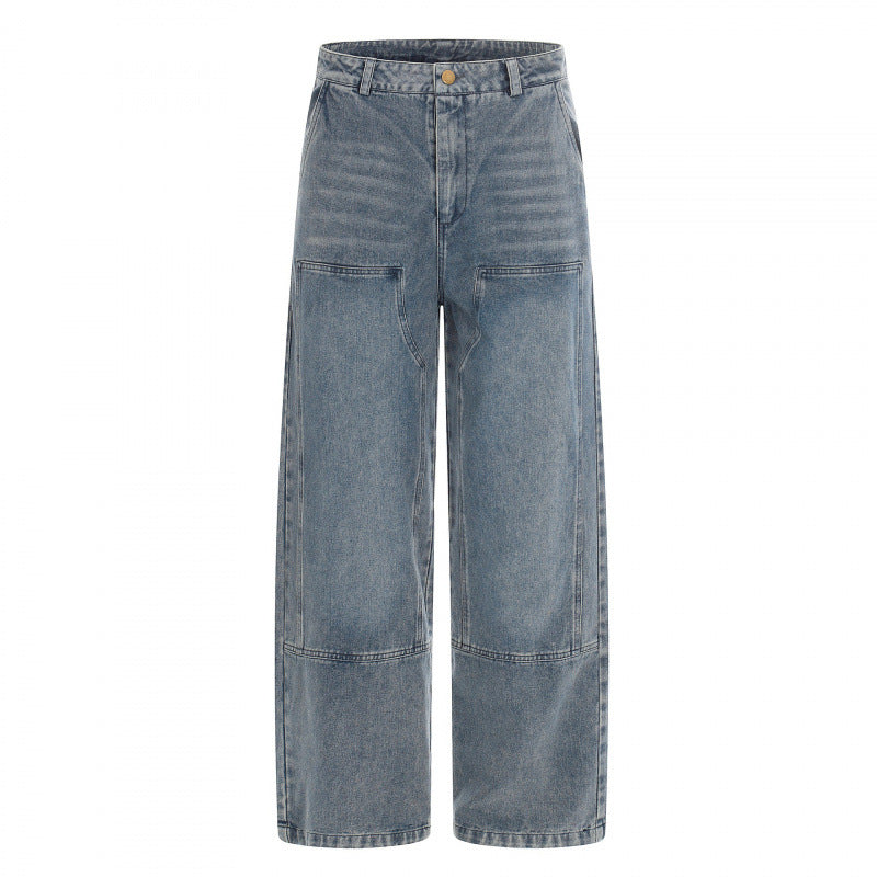 Damen hochgeschnittene Weitbein-Jeans im Utility-Look mit aufgesetzten Taschen Echo Archiv