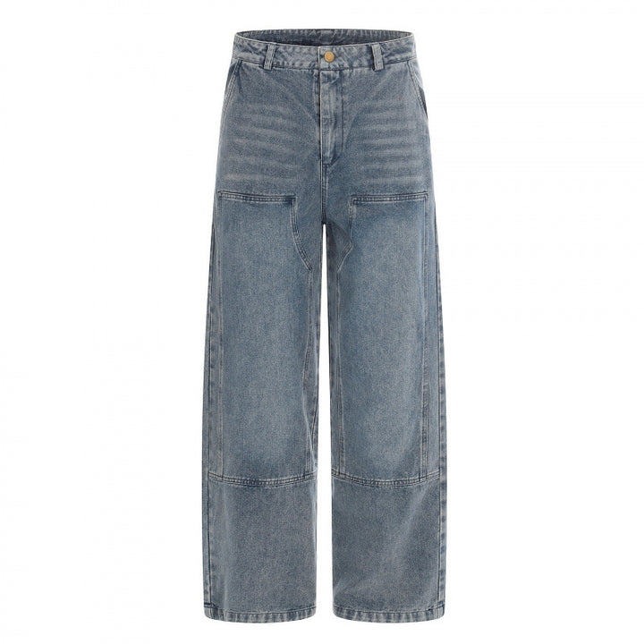 Damen hochgeschnittene Weitbein-Jeans im Utility-Look mit aufgesetzten Taschen Echo Archiv