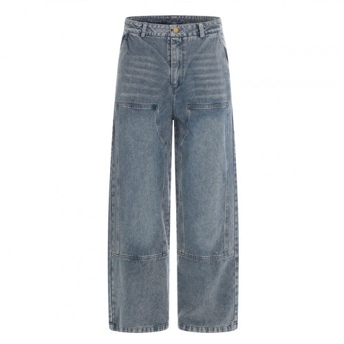 Damen hochgeschnittene Weitbein-Jeans im Utility-Look mit aufgesetzten Taschen Echo Archiv