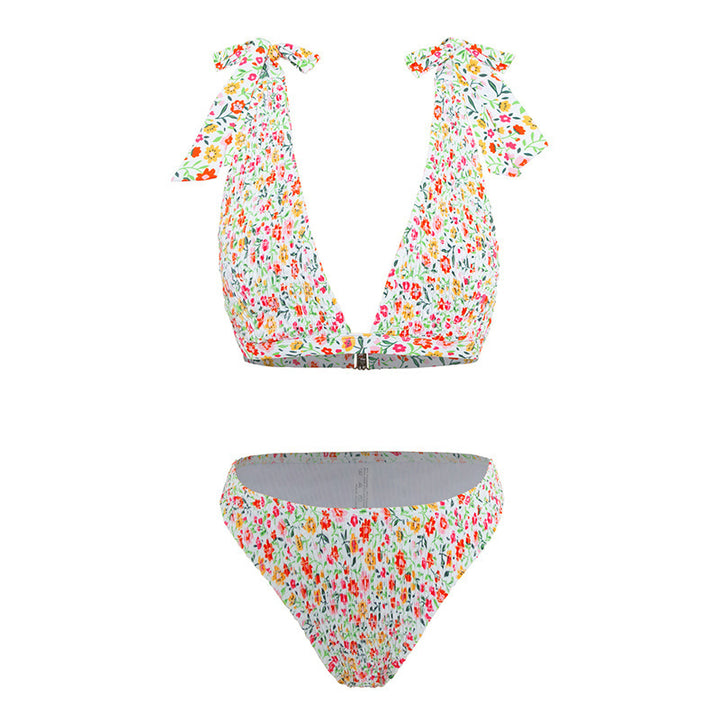Damen Triangel-Bikini mit verstellbaren Schleifen und floralen Mustern Echo Archiv