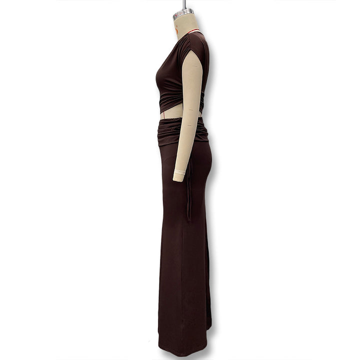 Damen Langarm-Maxikleid mit asymmetrischem Schnitt und elegantem Oberteil Echo Archiv