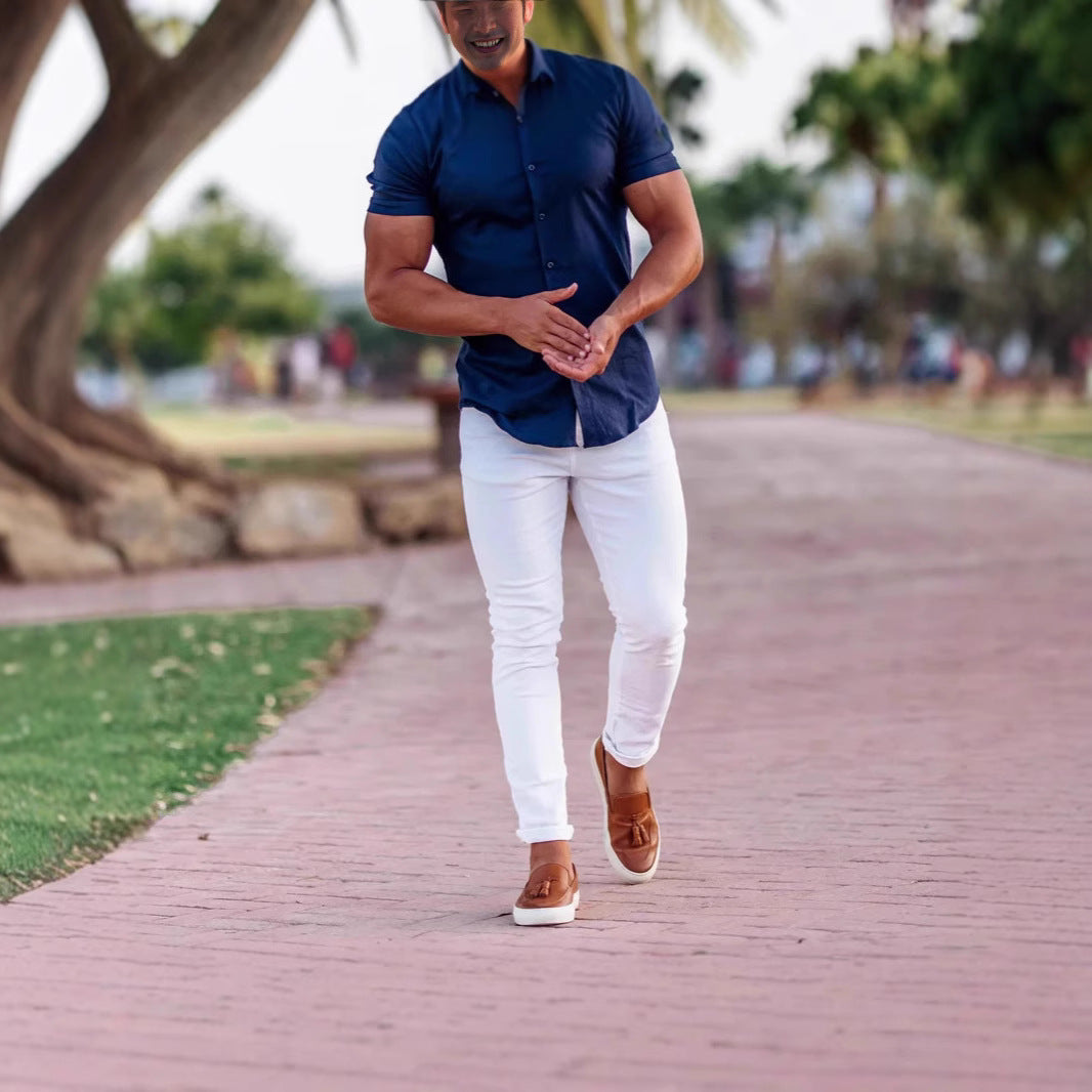 Herren Slim Fit Trousers aus elastischem Material mit seitlichen Taschen Echoarchiv