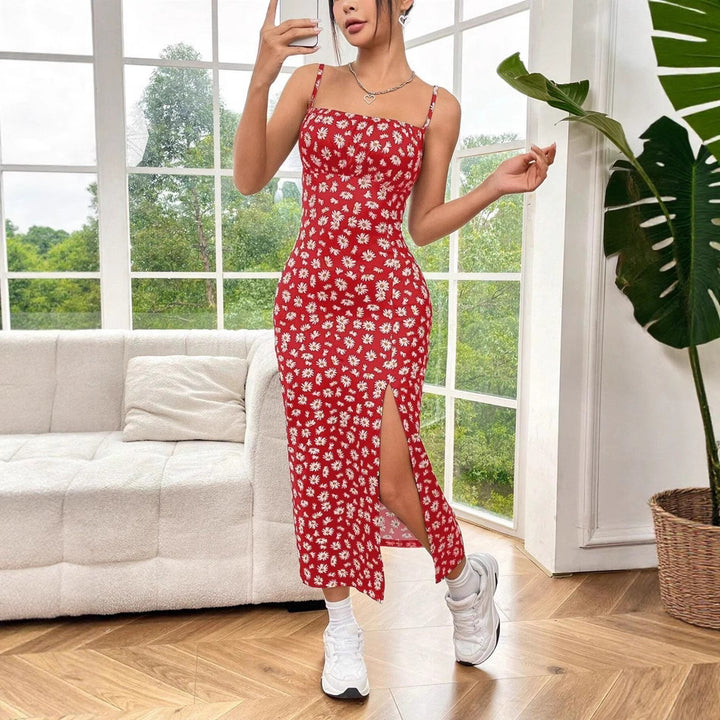 Damen Figurbetontes Maxikleid mit Blumenmuster und elegantem Schlitz Echo Archiv