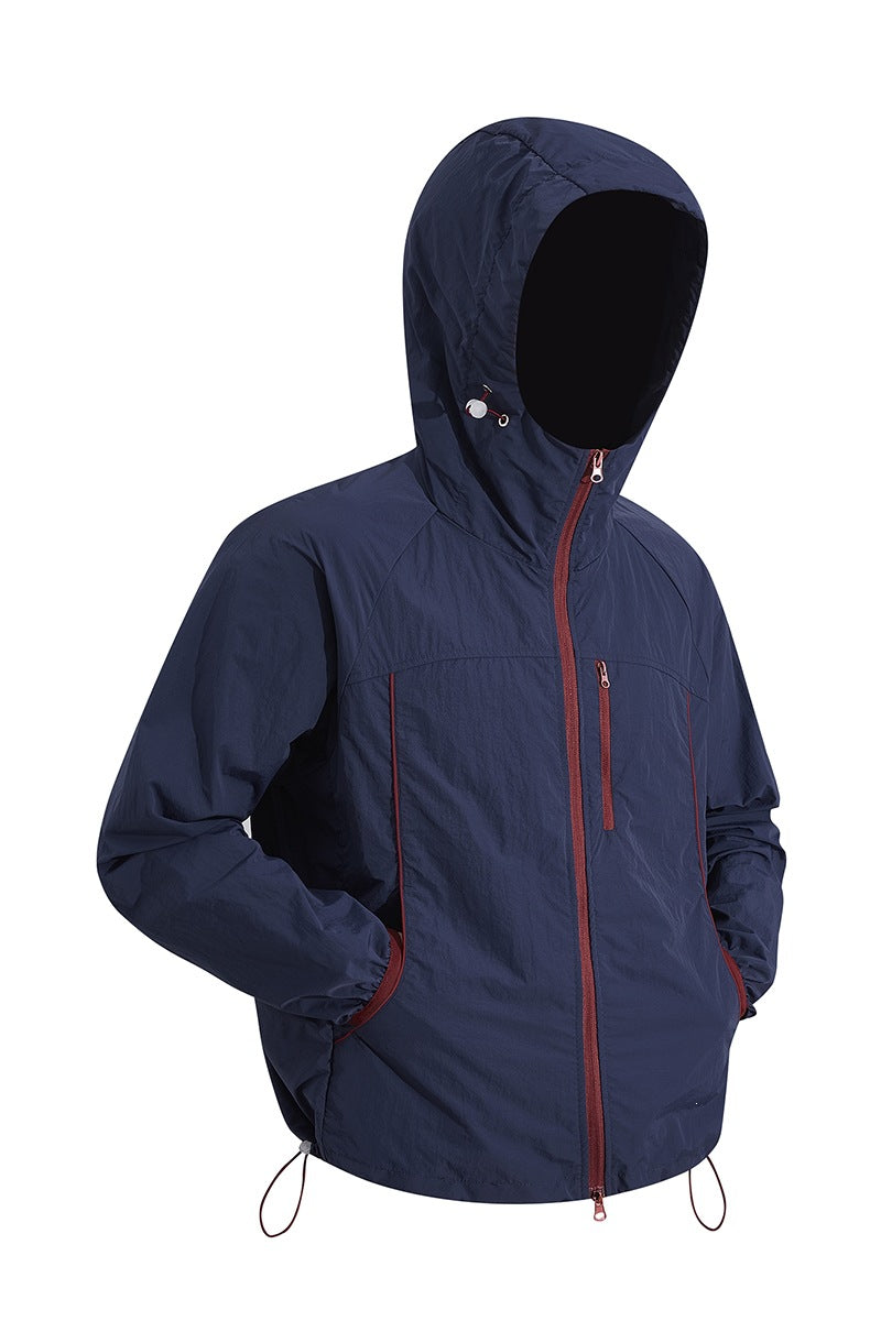 Herren Ultraleichte Kapuzenwindjacke aus Ripstop mit verstellbarem Saum & Brustreißverschluss Echoarchiv