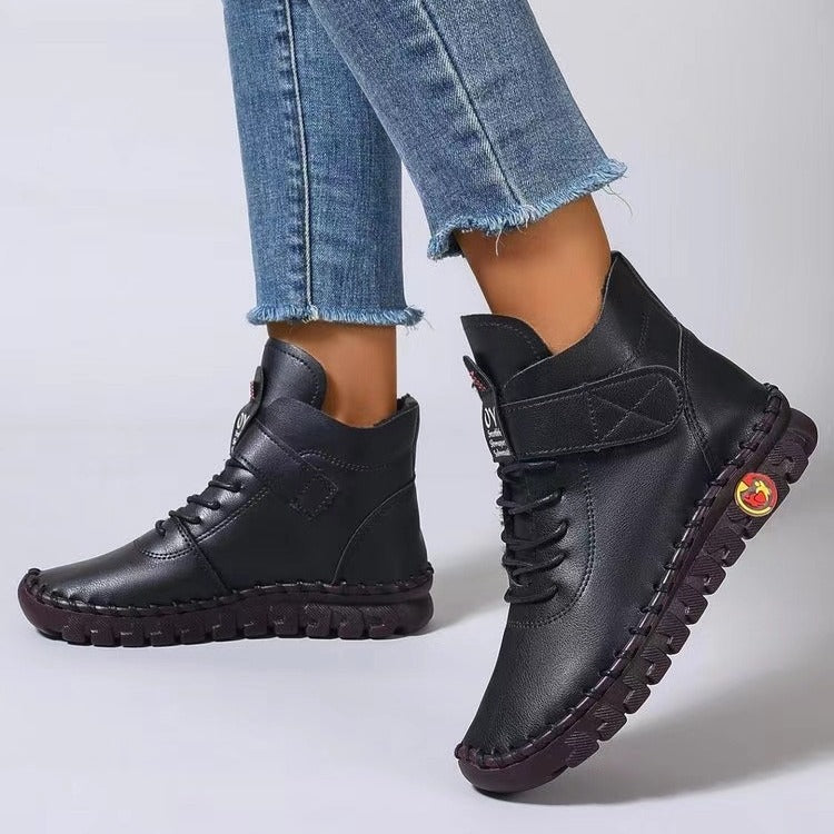 Damen nan knöchelhohe Freizeitboots mit Klettverschluss, elastischer Schnürung und markanter Profilsohle Echo Archiv