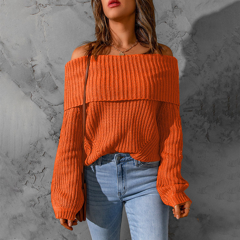 Damen nan weiter Off-Shoulder Grobstrickpullover mit überschnittener Schulterpartie und ballonärmeln Echo Archiv