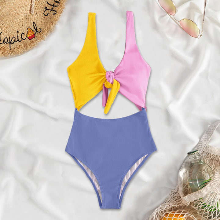 Damen Hochtaillierter Bikini mit verstellbaren Trägern und Knotendetail Echo Archiv