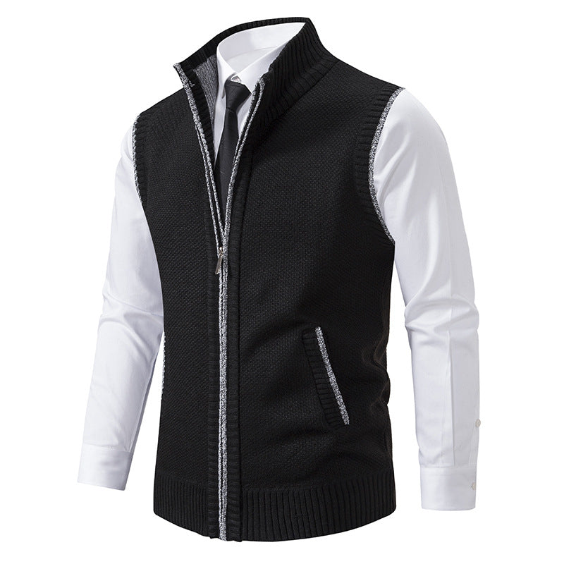 Herren nan elegante Strickweste mit Stehkragen und verdecktem Reißverschluss Echo Archiv