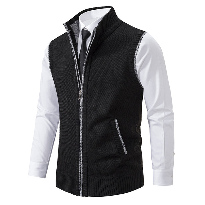 Herren nan elegante Strickweste mit Stehkragen und verdecktem Reißverschluss Echo Archiv