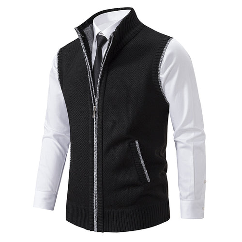 Herren nan elegante Strickweste mit Stehkragen und verdecktem Reißverschluss Echo Archiv