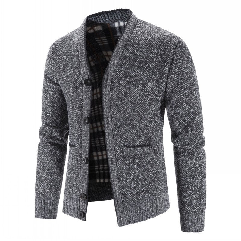 Herren Warm gefütterte Strickjacke mit modischem Schnitt Echoarchiv