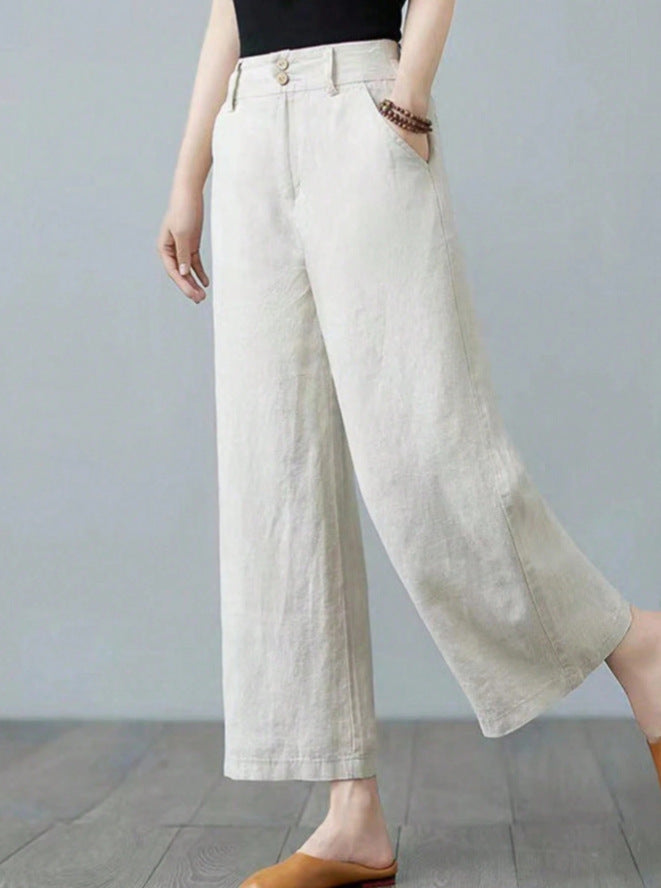 Damen Weite Leinenhose mit elastischem Bund und praktischen Seitentaschen Echo Archiv