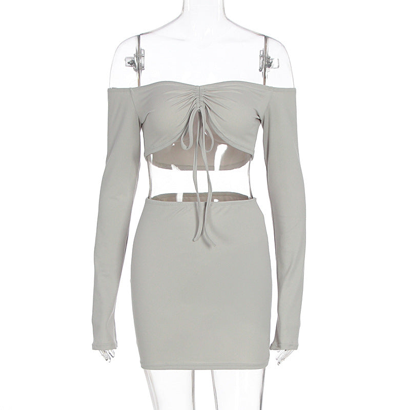Damen Off-Shoulder Mini-Kleid mit versehentlichen Cut-Outs und Raffung Echo Archiv
