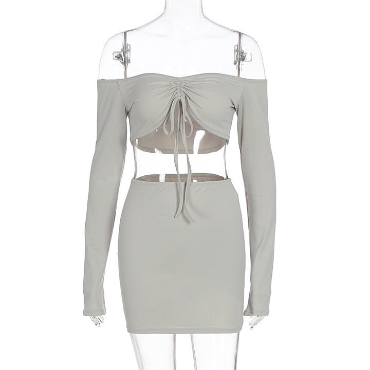Damen Off-Shoulder Mini-Kleid mit versehentlichen Cut-Outs und Raffung Echo Archiv