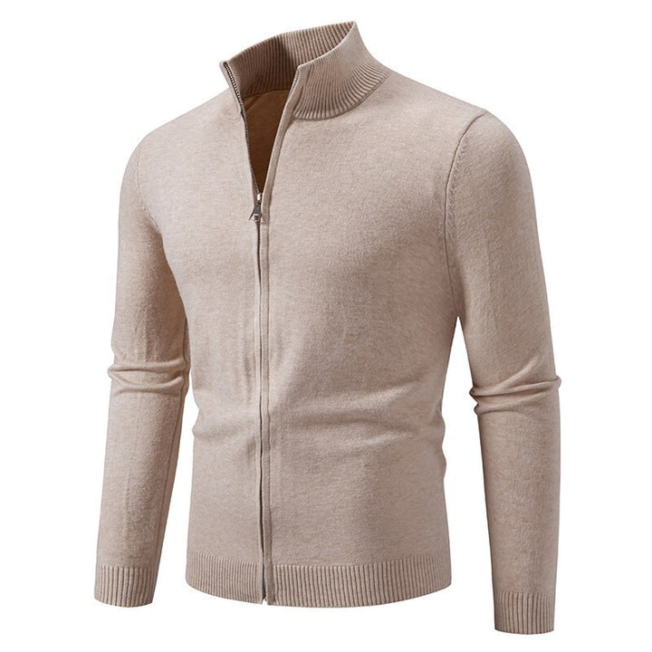Herren nan schmal geschnittene Reißverschluss-Strickjacke mit geripptem Stehkragen und feinem Baumwollmix Echo Archiv