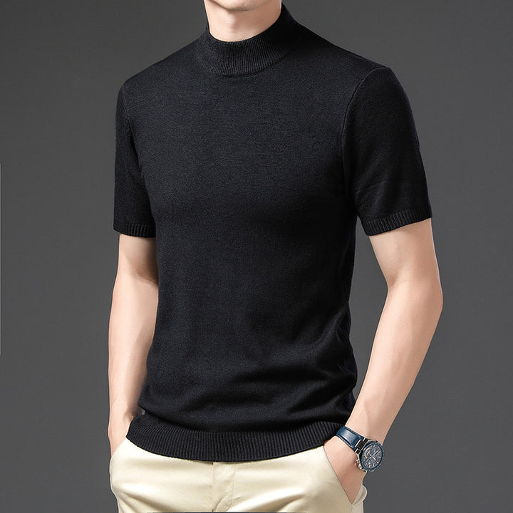 Herren elegantes Kurzarm-Pullover mit hochgeschlossenem Kragen Echoarchiv
