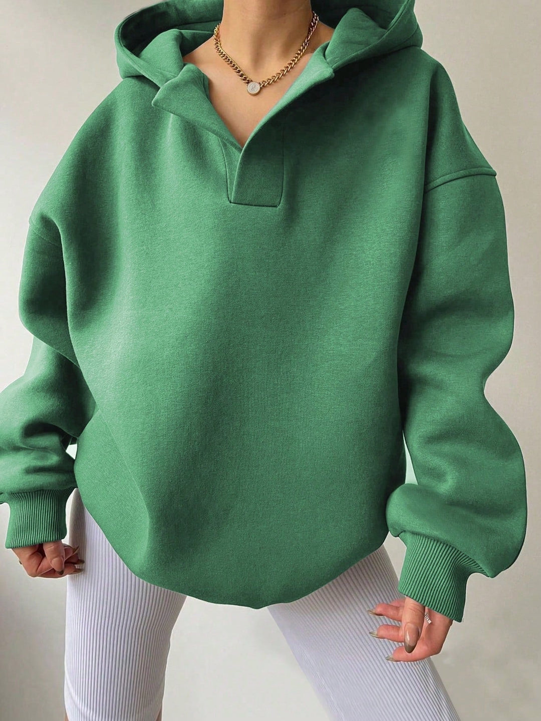 Damen Oversized Kapuzenpullover mit halbem Reißverschluss Echoarchiv