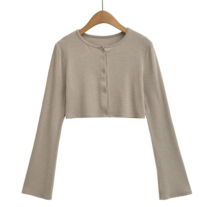 Damen Kurzgeschnittenes Set aus Feinstrick mit Knopfcardigan und figurbetontem Maxirock Echoarchiv