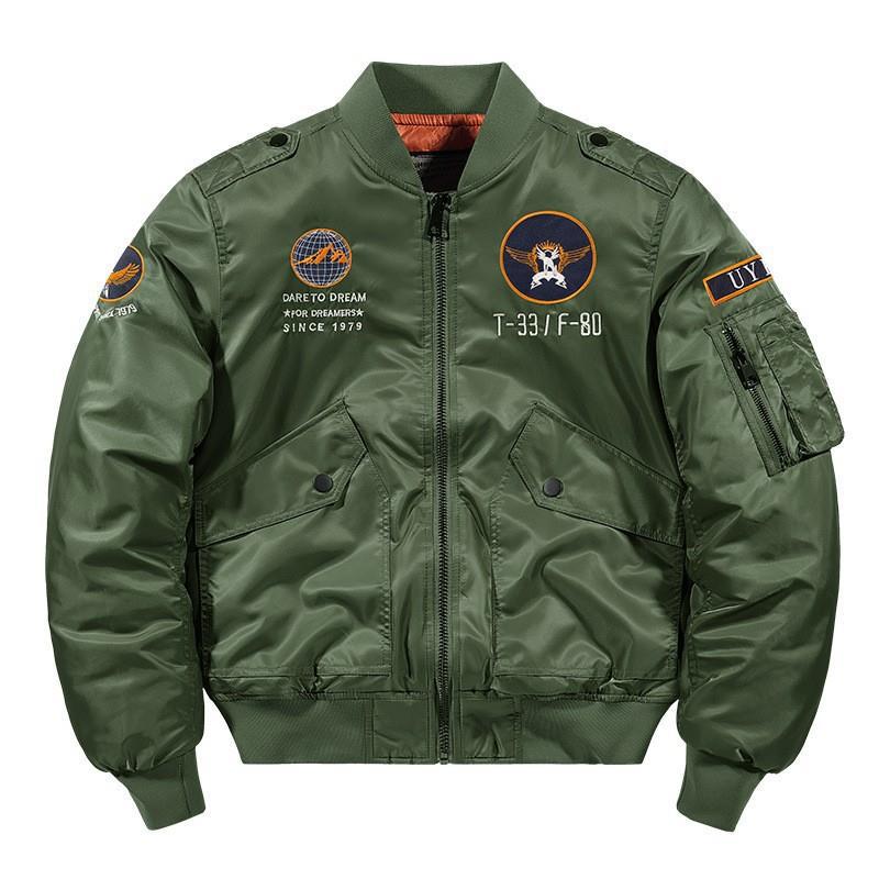 Herren Aviator-Bomberjacke im Military-Look mit gestepptem Thermofutter und Schulterpatches Echoarchiv