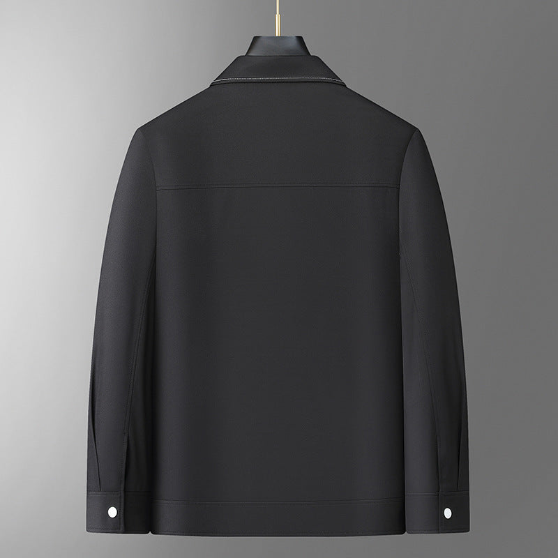 Herren Minimalistische Hemdjacke aus softem Vegan-Kunstleder mit verdeckter Druckknopfleiste Echo Archiv